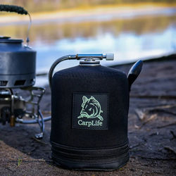 CarpLife Neoprene Gas Canister Cover & Black Etched Spoon